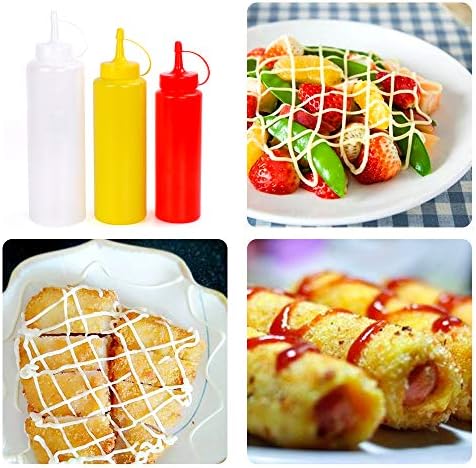 KMEIVOL 3-Piece Condiment Squeeze Bottles Reusable BPA-Free