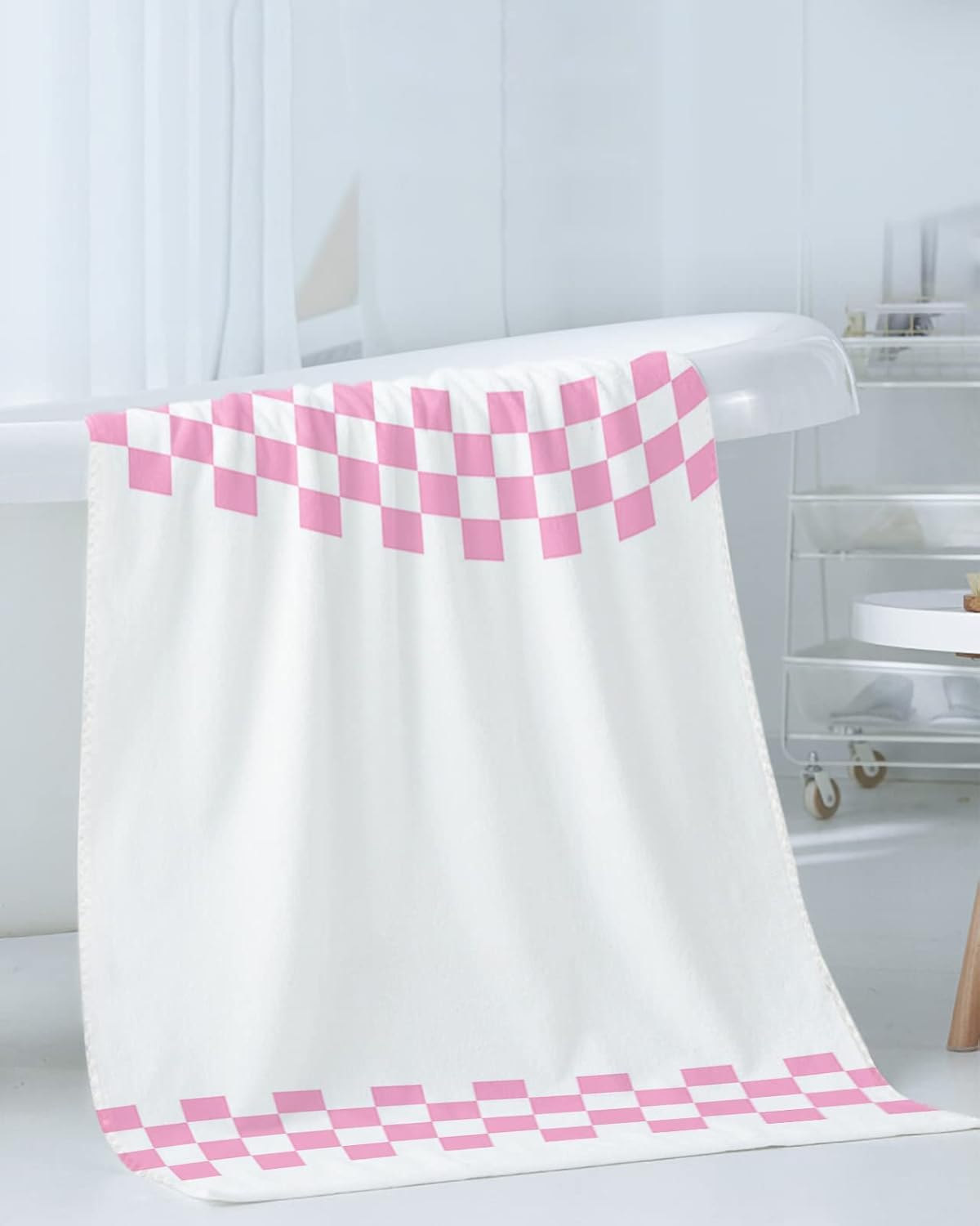 Pink Buffalo Check Towel Set Quick Dry Bath Rug
