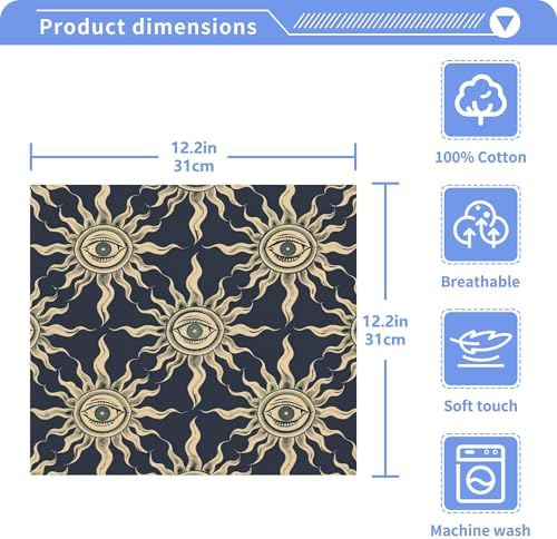 Xigua Suns and Eyes Washcloths Set of 2-12 X 12 Inch