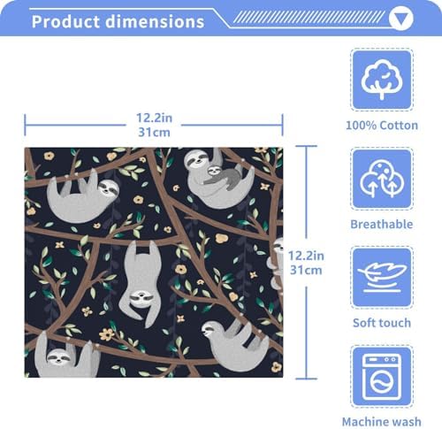 Cute Sloth Washcloth Set Soft Absorbent Baby Towels