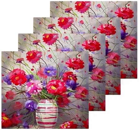 Red Flower Face Towels
