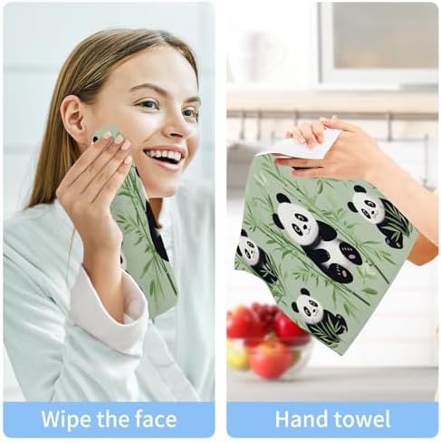 YETTASBIN Panda Washcloths 2 Pack Soft Absorbent Face Towels