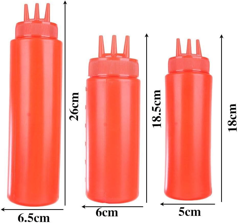 3-Hole Squeeze Bottles for Condiments