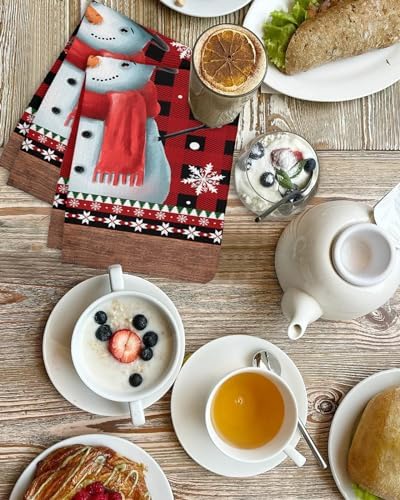 Christmas Snowman Waffle Towels Set of 2