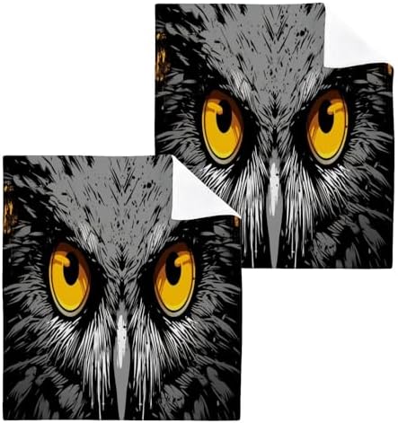 Owl Washcloth Set 2-Pack Soft Absorbent for Washroom Use