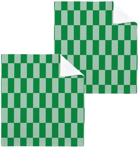 St Patricks Day Plaid 12x12 Washcloth Set - Soft Reusable