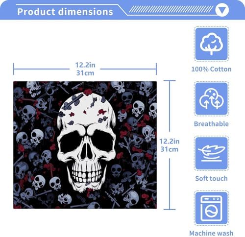 Yettasbin Skull Washcloth 2-Pack Perfect for Grooming 12x12 inches
