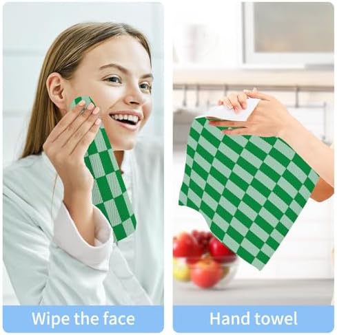 St Patricks Day Plaid 12x12 Washcloth Set - Soft Reusable