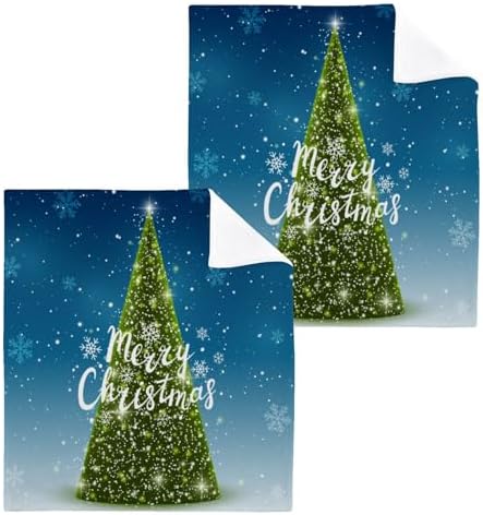 YETTASBIN Christmas Tree Washcloths 2 Pack