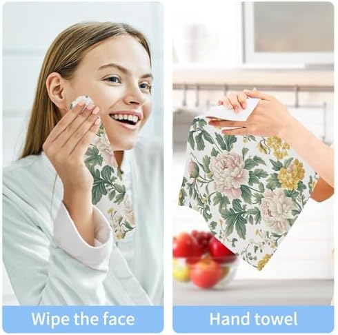 Xigua Peonies Washcloths Set of 2 - 12 x 12 Inch