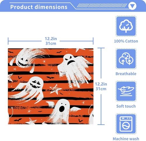 xigua Cute White Boo Washcloths Set of 2 12x12 Inch
