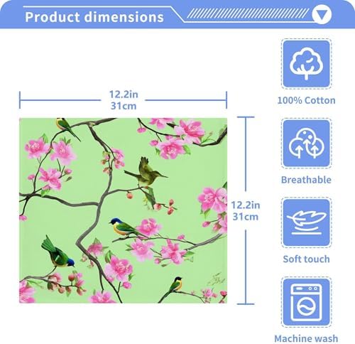 Bird-Shaped 12x12 Cotton Washcloths for Bathroom Gym and More