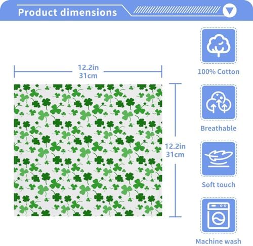 St Patricks Day Clover Washcloth Set - Soft absorbent reusable face towels