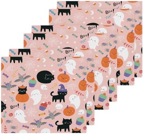 Cat Halloween Washcloth Set -Reusable Soft 12x12 Pkg of 2