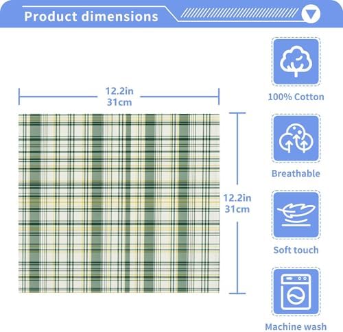 Xigua Green Tartan Washcloth Set