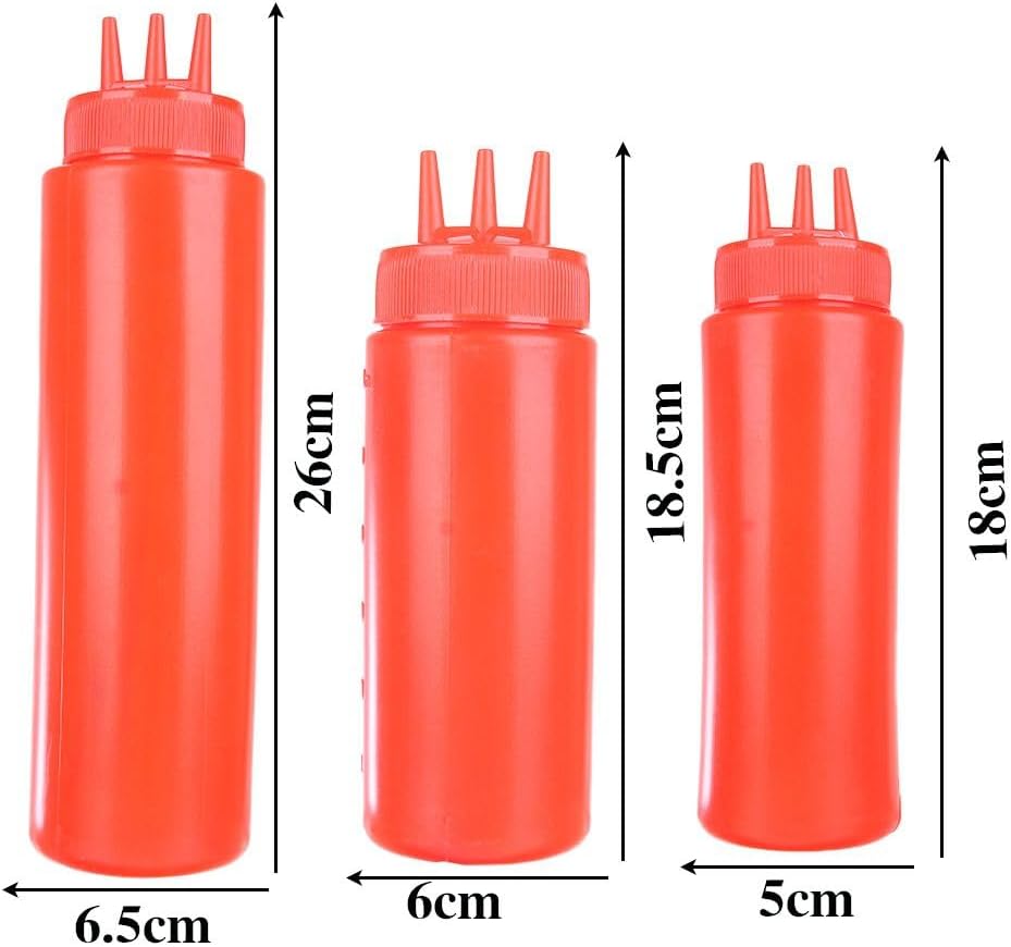 3 Holes Condiment Squeeze Bottles Durable Leak-Proof Design