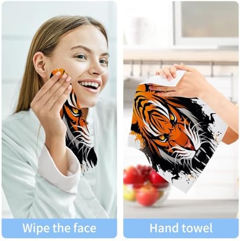 YETTASBIN - Tiger Face Towels Soft AbsorbentReusable Eco-Friendly Washcloth 12x12 inch
