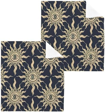 Xigua Suns and Eyes Washcloths Set of 2-12 X 12 Inch
