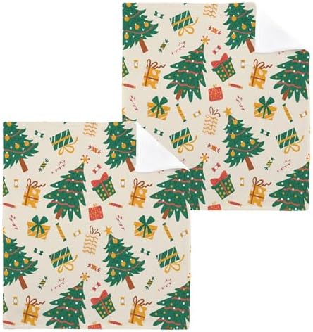 Cute Christmas Tree Washcloth Set
