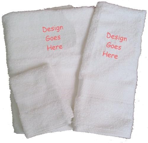 White Bath Towel Set with Embroidered Santa Cap Dog