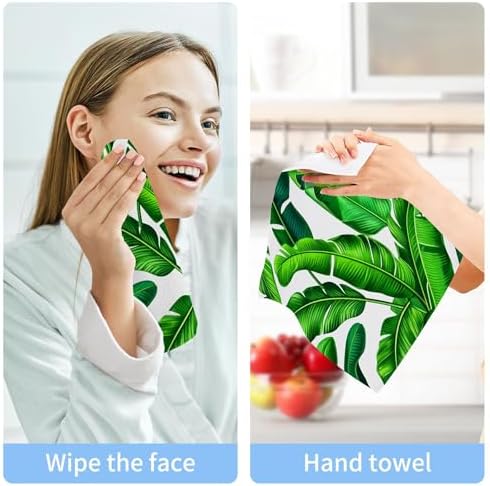 Tropical Green Palm Pure Cotton Washcloths Set - Reusable Face Towels