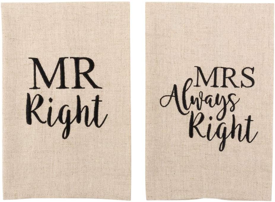 Mr and Mrs Right Linen Towel Set by MainStreet Collection