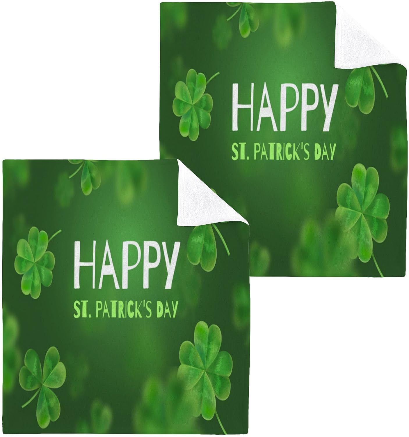 St Patricks Day Clover Washcloth Set Soft Absorbent Baby Towels
