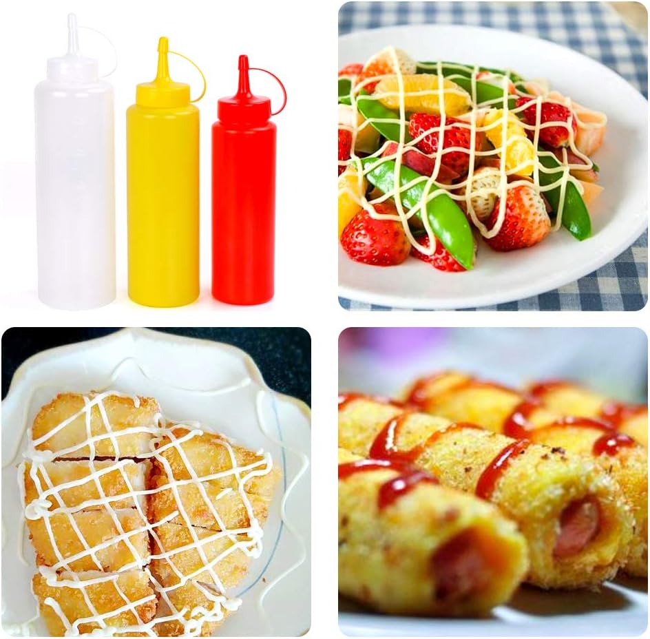 KMEIVOL 3-Piece Condiment Squeeze Bottles Reusable BPA-Free