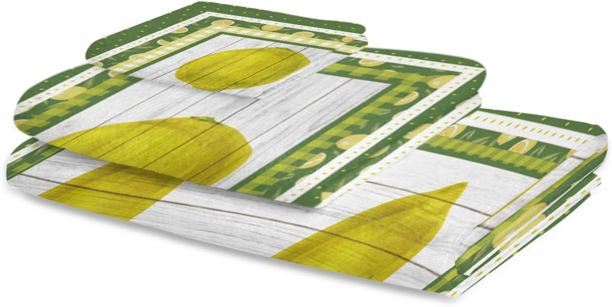 Start Your Summer with Shine-Home Lemon Polka Dot Buffalo Check Towels Set