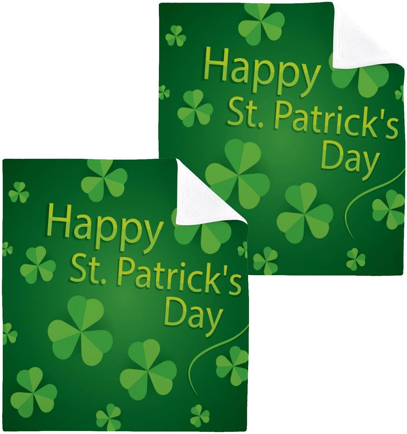 St Patricks Day Shamrock Washcloth Set 2-Pack