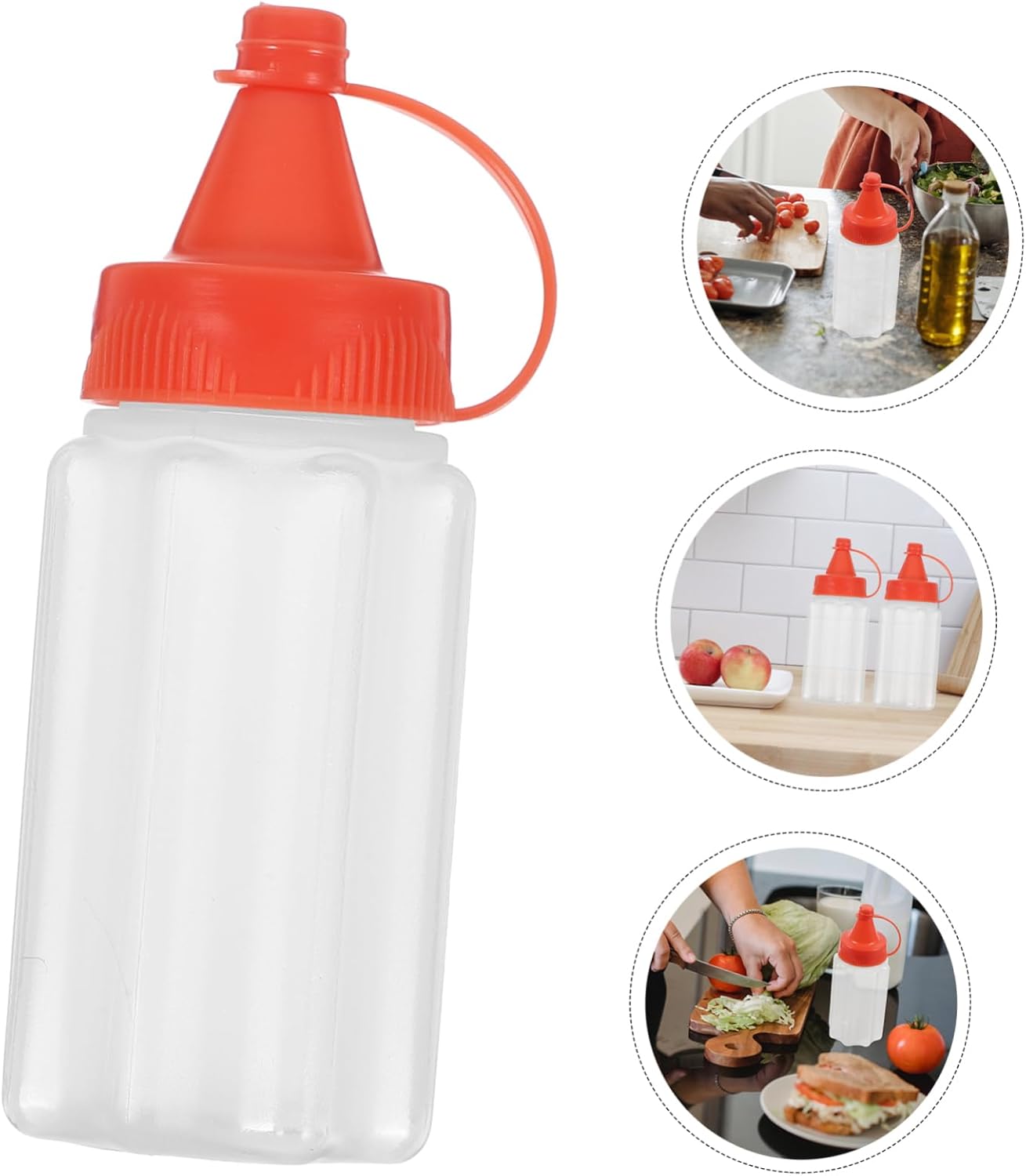 4-Pack Reusable Squeeze Bottles for Condiments - Mess-Free Space-Saving Design