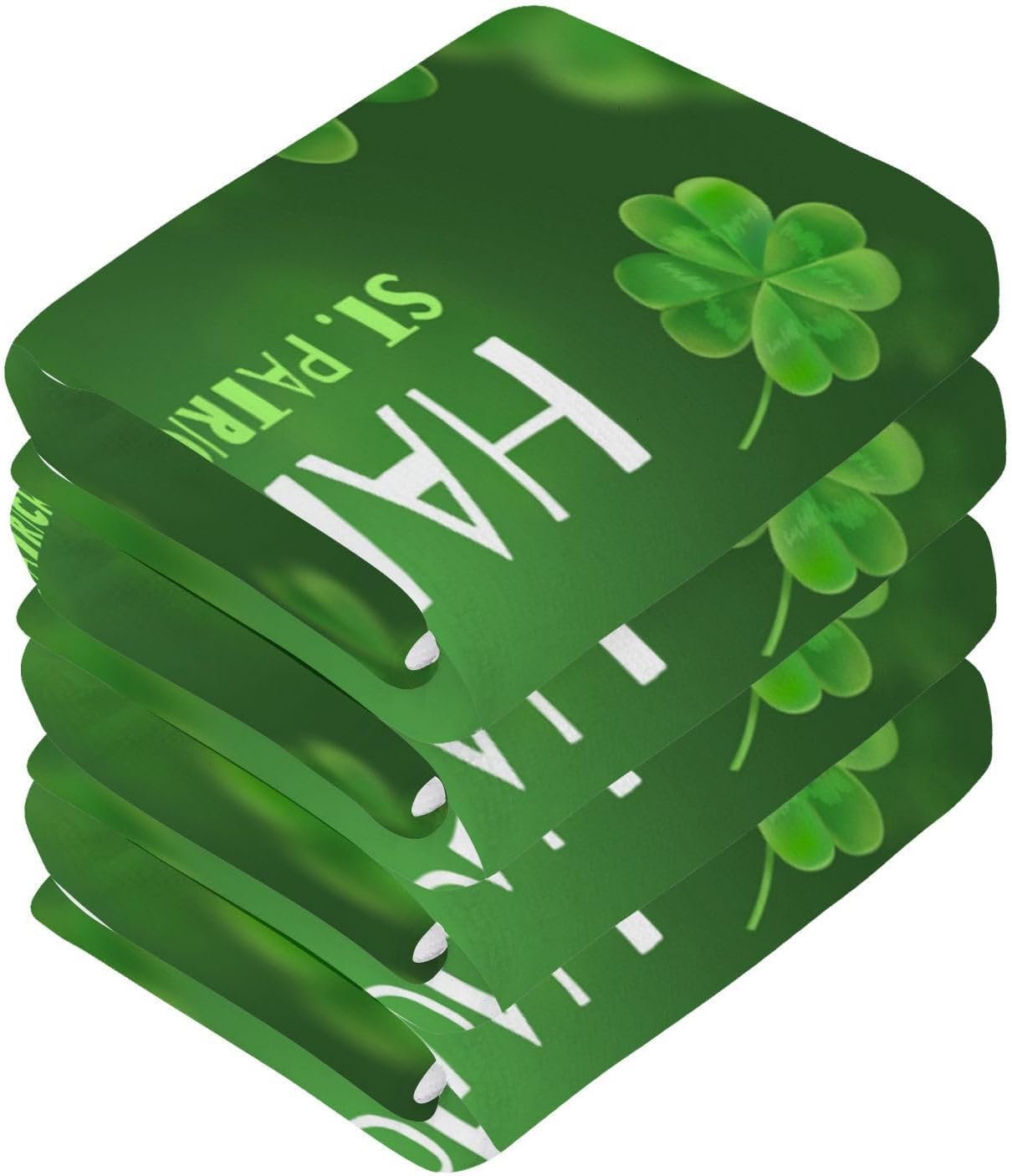 St Patricks Day Clover Washcloth Set Soft Absorbent Baby Towels