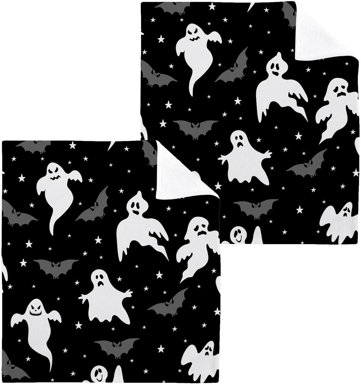 Halloween Spooky Ghoul Inferno Ghost Washcloth 2-Pack