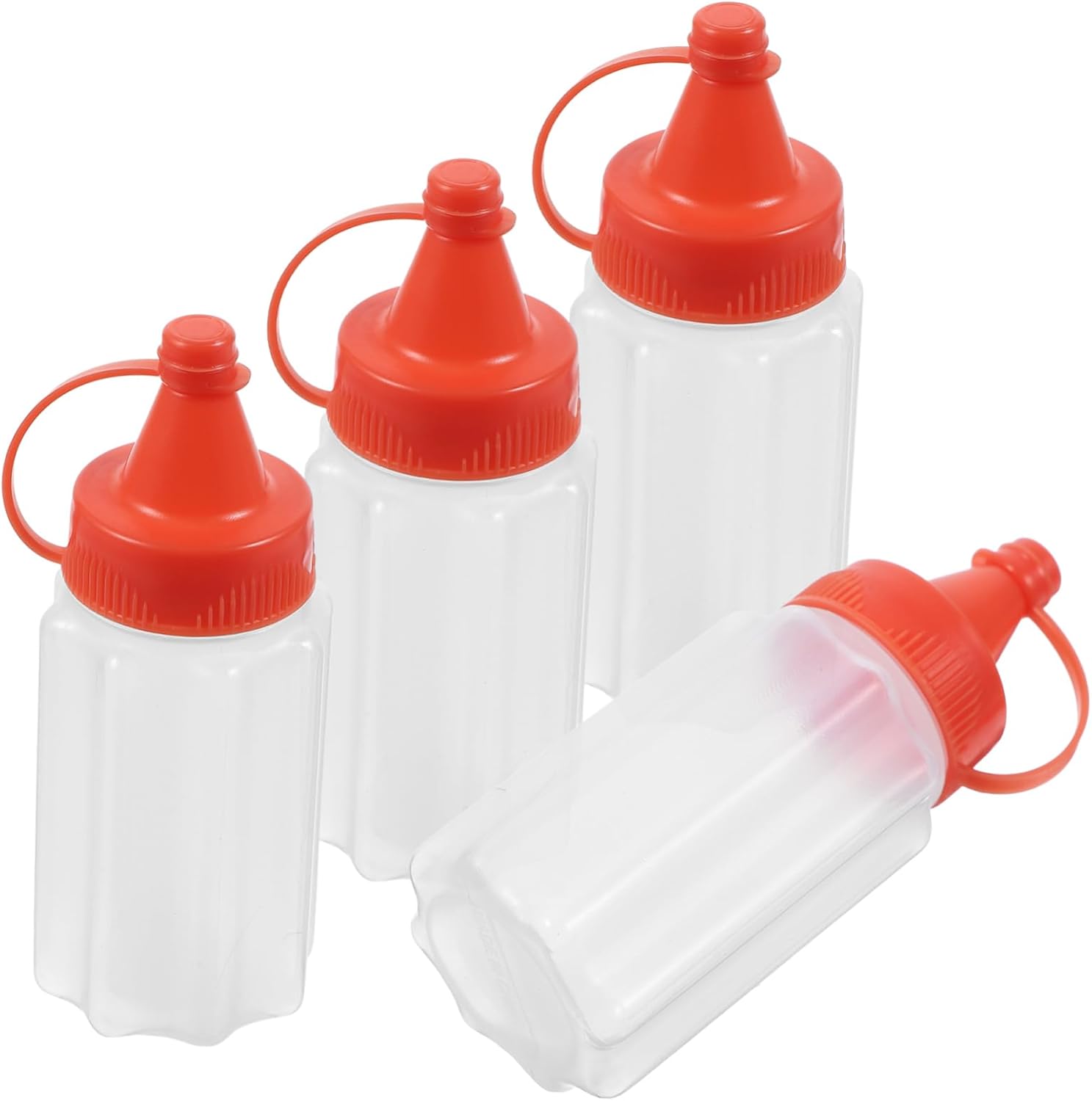 Set of 4 Condiment Squeeze Bottles for Salad Dressing and More