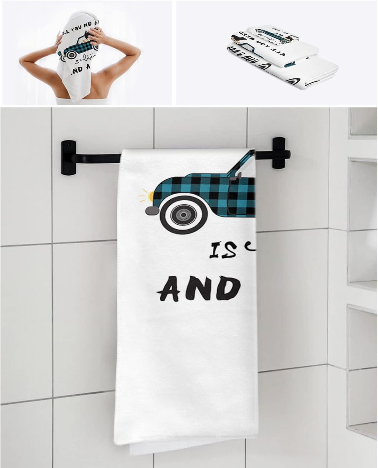 Shine-Home Farm Checkered Towel Set for Home Travel