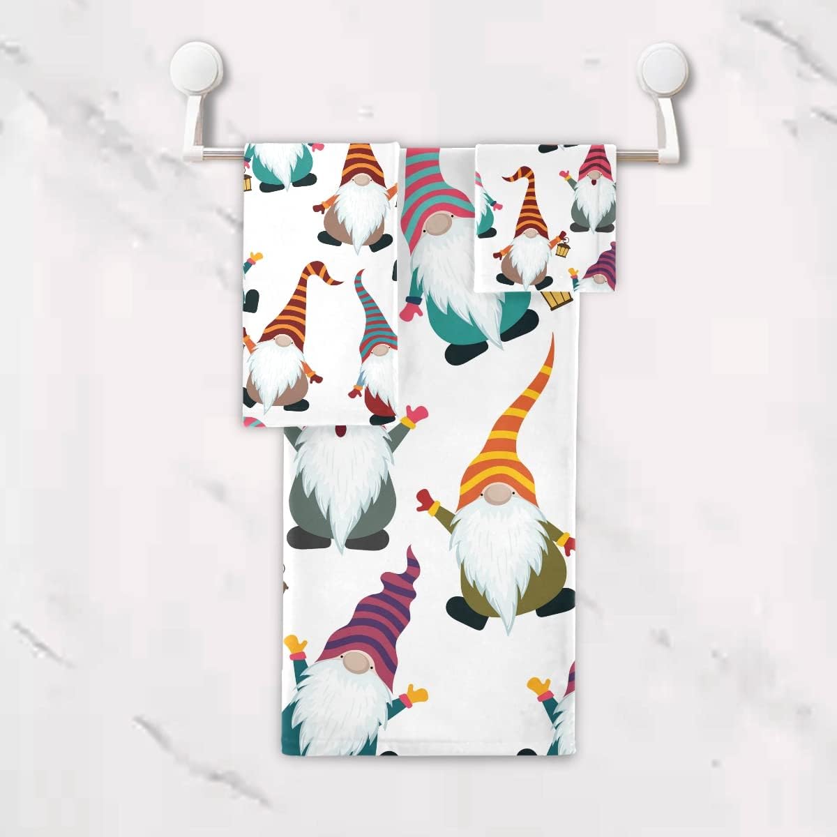 Christmas Funny Gnomes Bath Towels Set