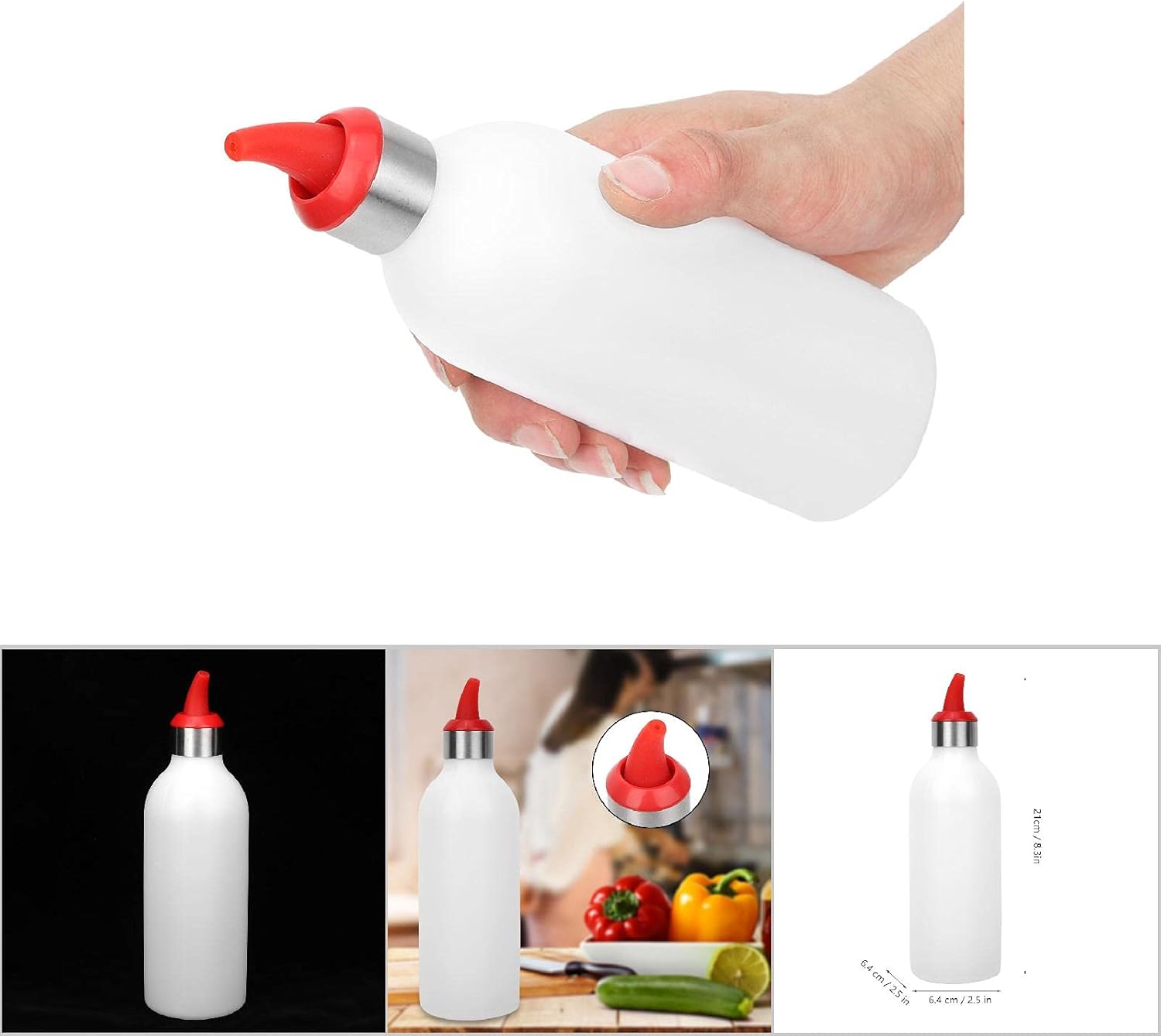 Zerodis Squeeze Bottle Red Leak-Proof Refillable Condiment Container for Kitchen Use