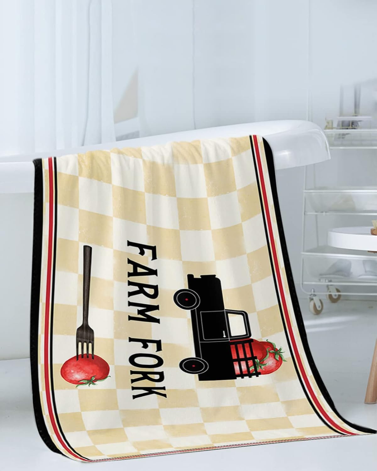 Shine-Home Red Tomato Plaid Towel Set