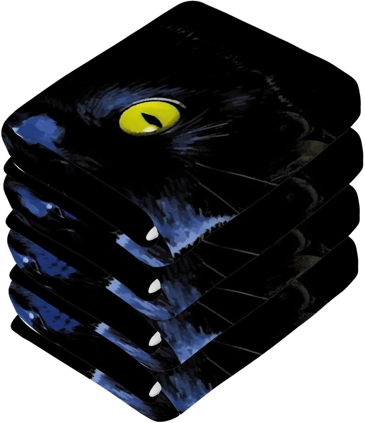 YettasinBin Black Cat Reusable Washcloth Set