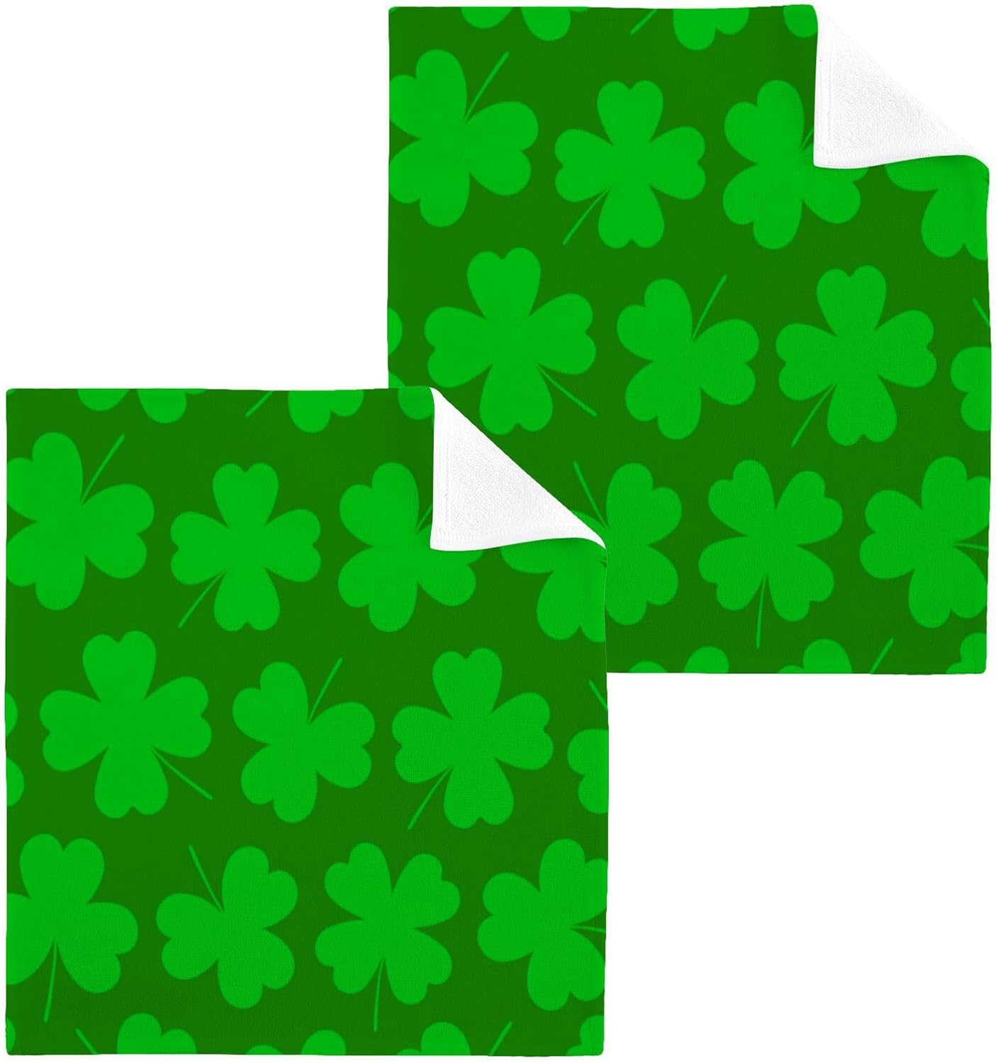 St Patricks Day Clover - 2-Pack _soft Cotton Baby Face Towels Reusable Durable