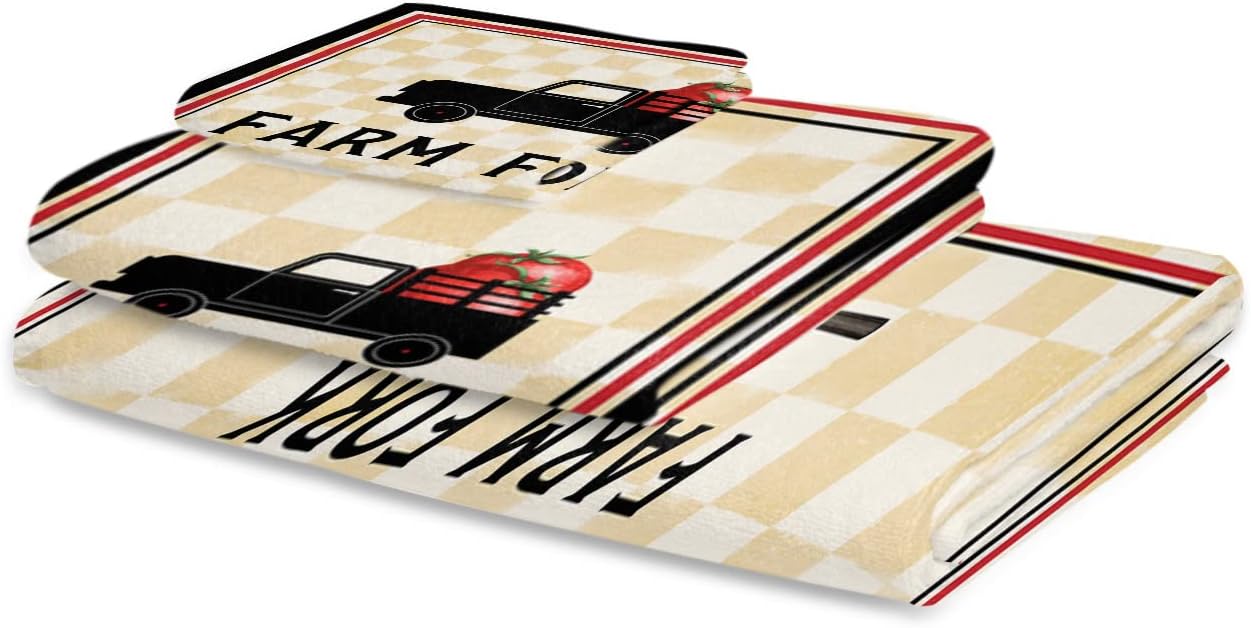 Shine-Home Red Tomato Plaid Towel Set