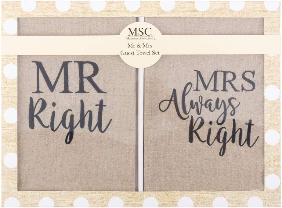 Mr and Mrs Right Linen Towel Set by MainStreet Collection