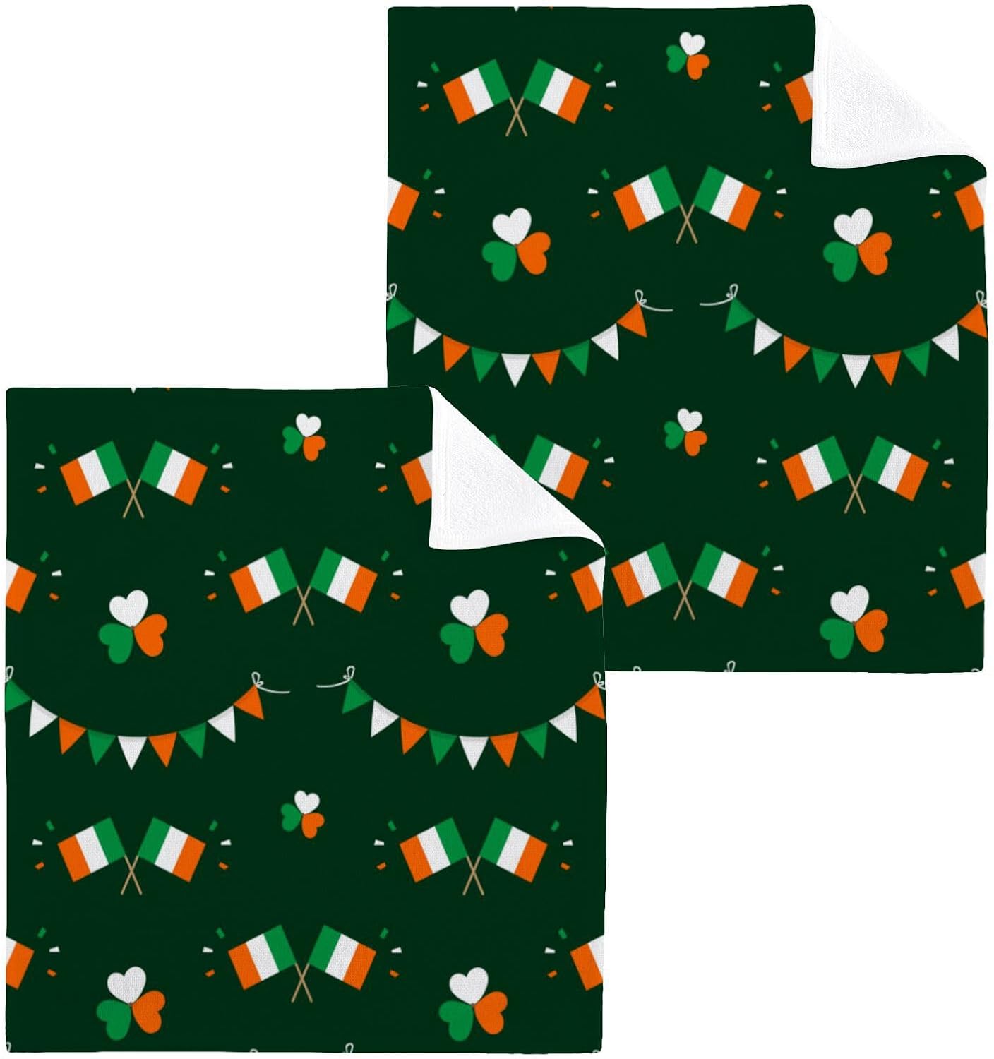 St Patricks Shamrock Washcloths 2-Pack