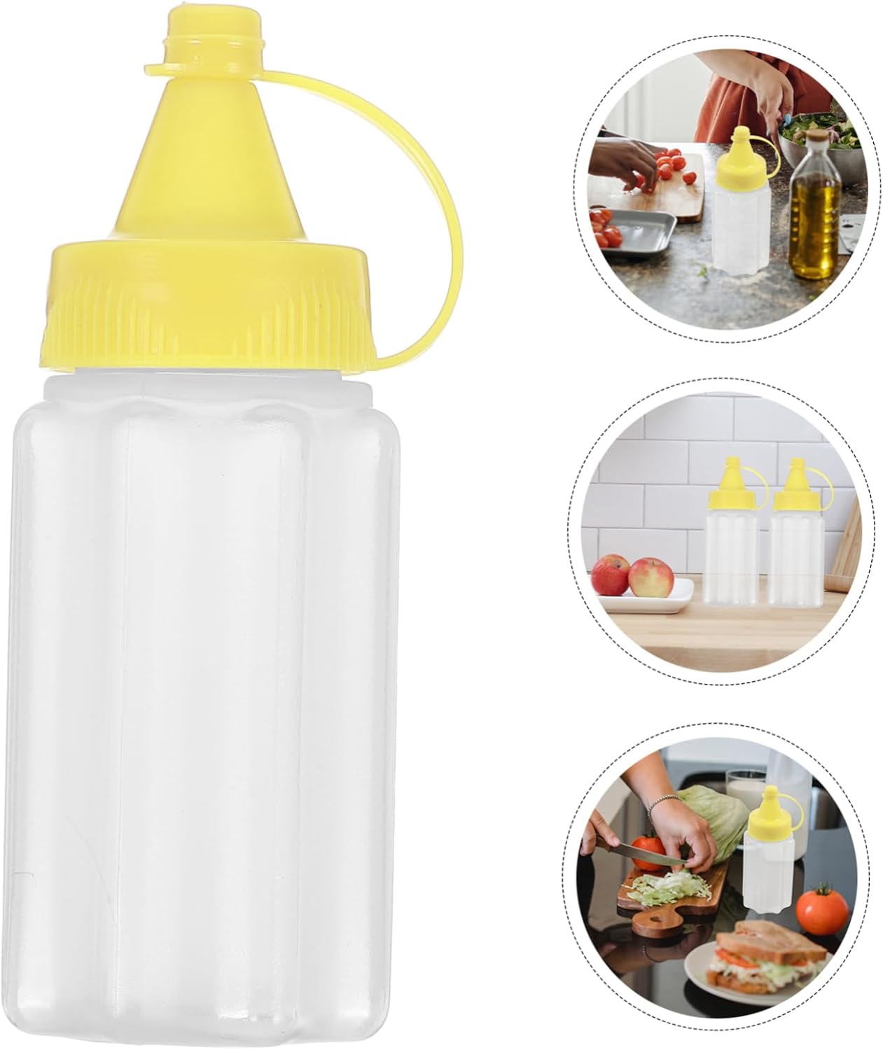 4pcs Reusable Condiment Squeeze Bottles for Ketchup Mustard Honey and Salad Dressings