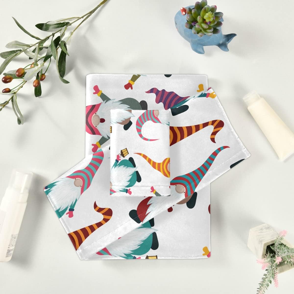 Christmas Funny Gnomes Bath Towels Set