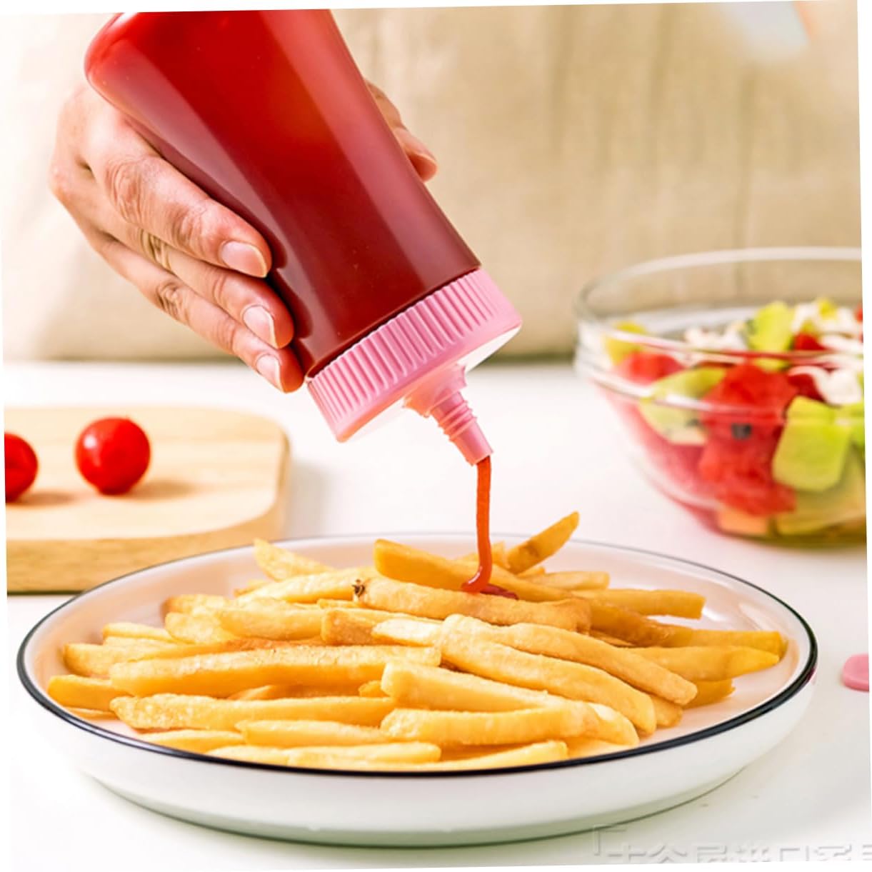 VOSAREA Condiment Bottles Set Squeeze Lid for Ketchup Mustard and Sauce