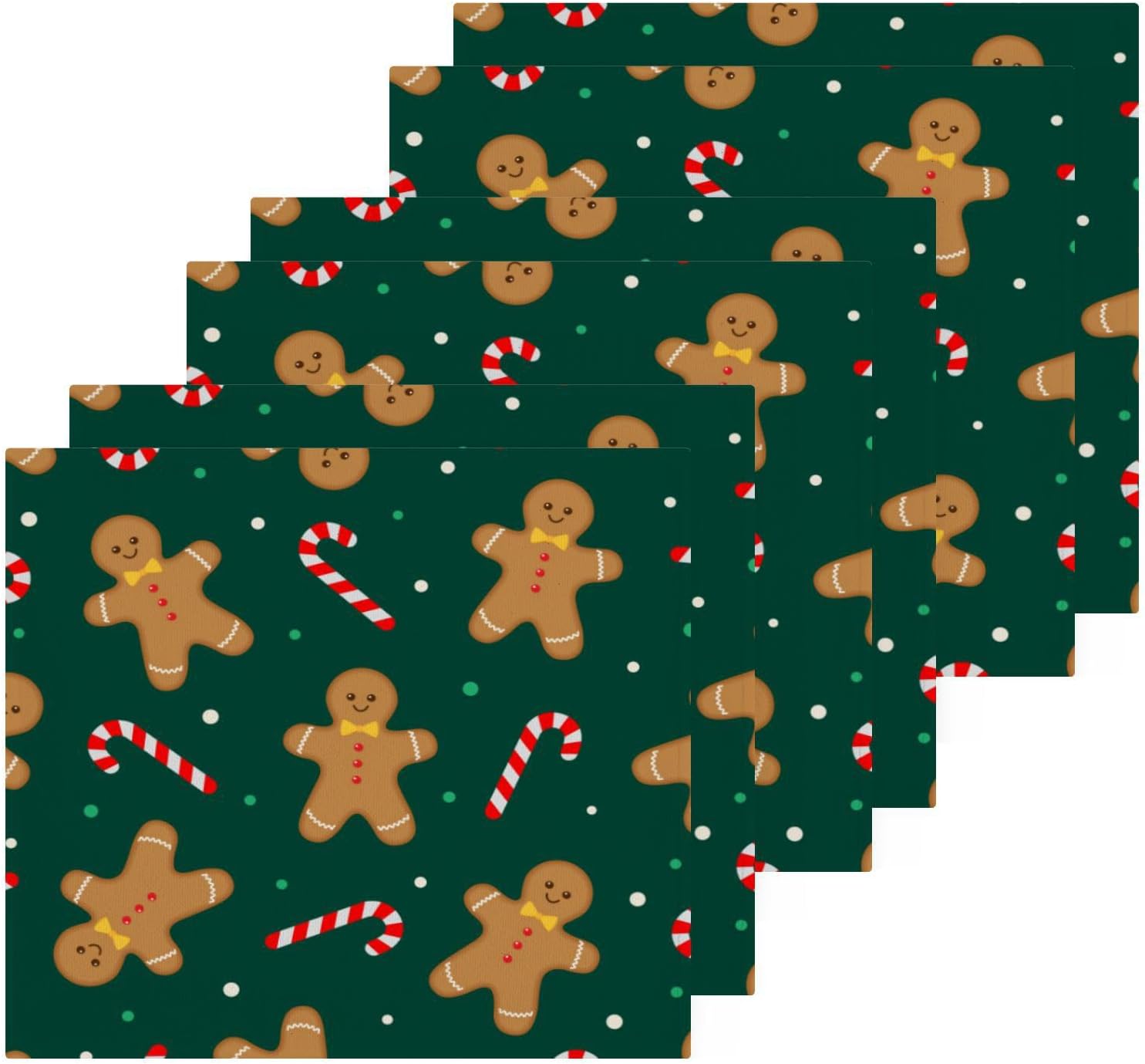 Christmas Gingerbread Man Washcloth Set 12x12 Soft Absorbent Washcloths