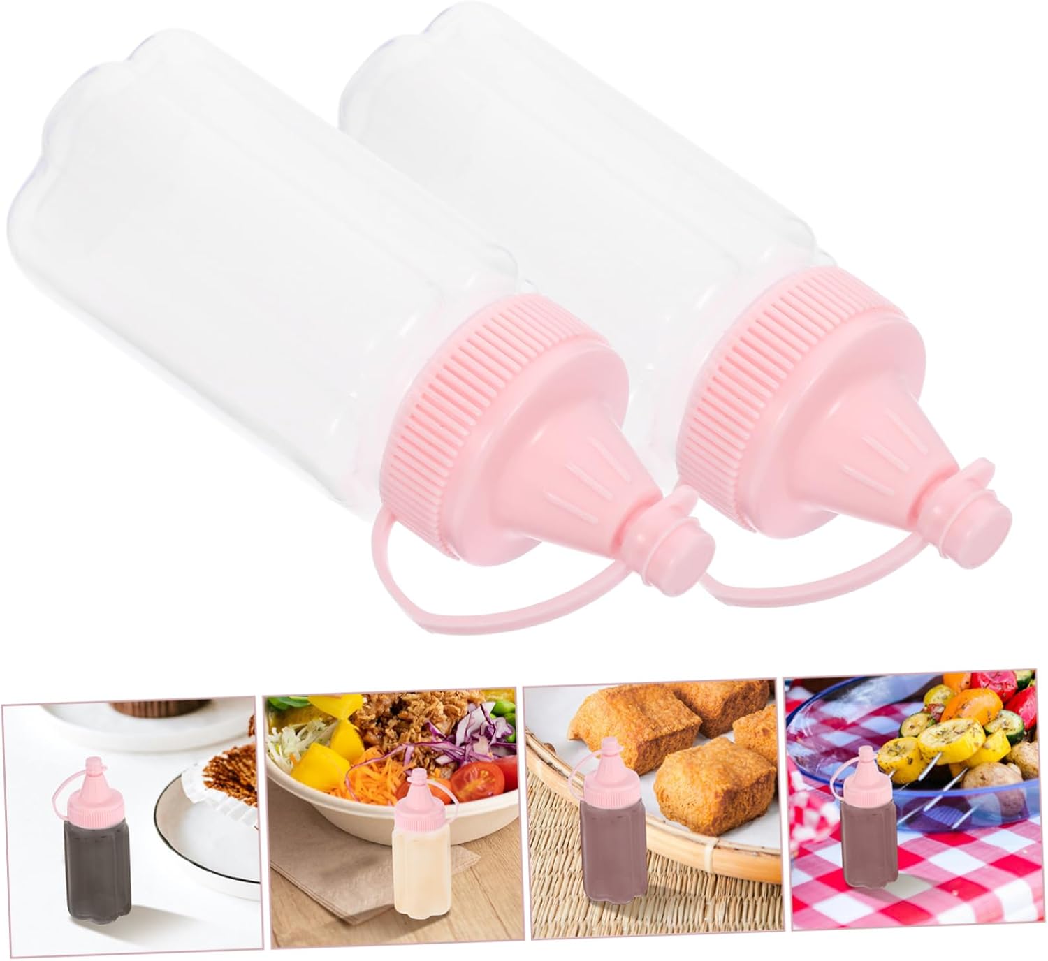4 Pack Honey Container Squeeze Bottles - Condiment Squeeze Bottles for Kitchen Organization