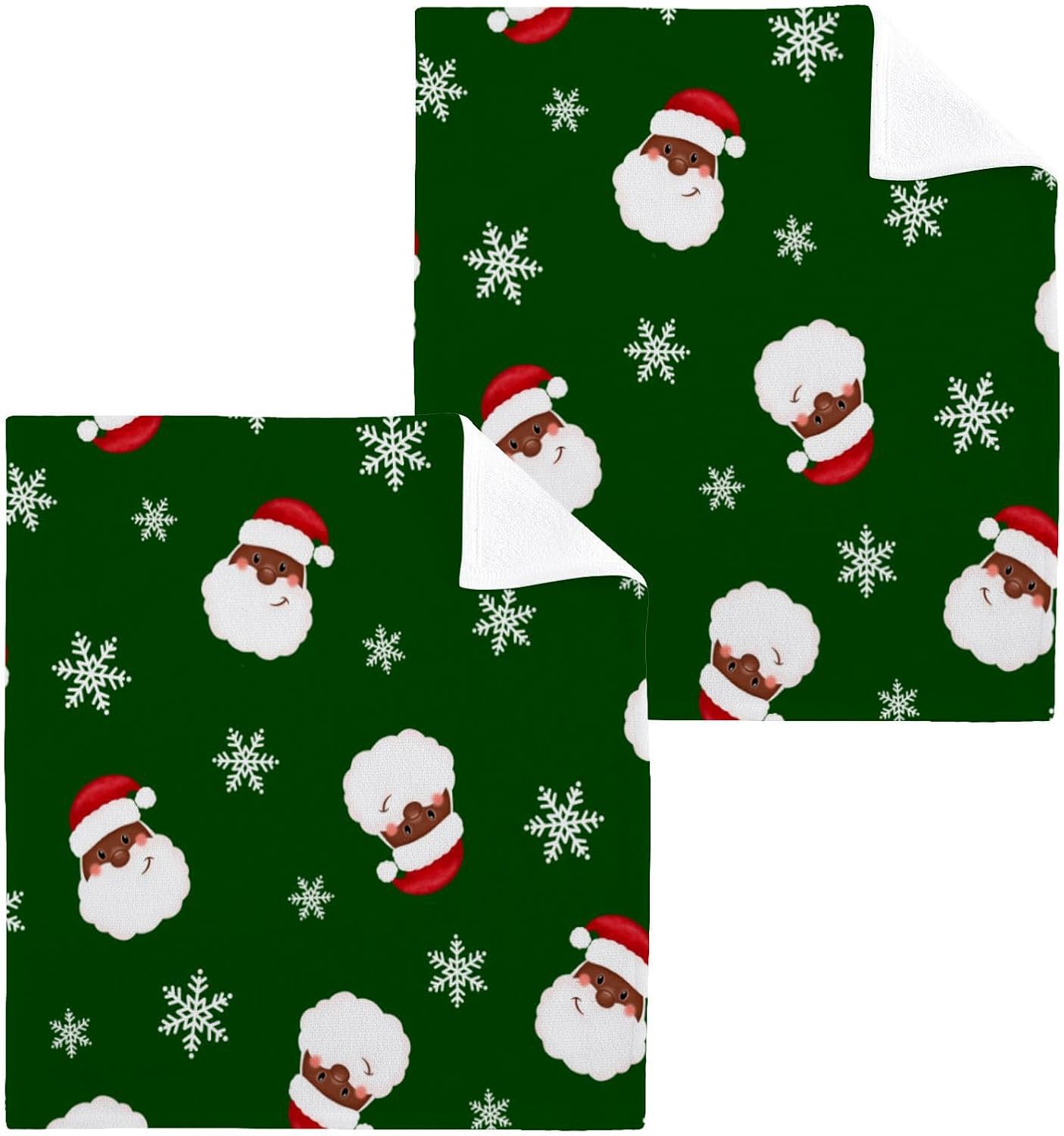 Christmas Santa Claus Washcloths 2 Pack Soft Cotton Towels