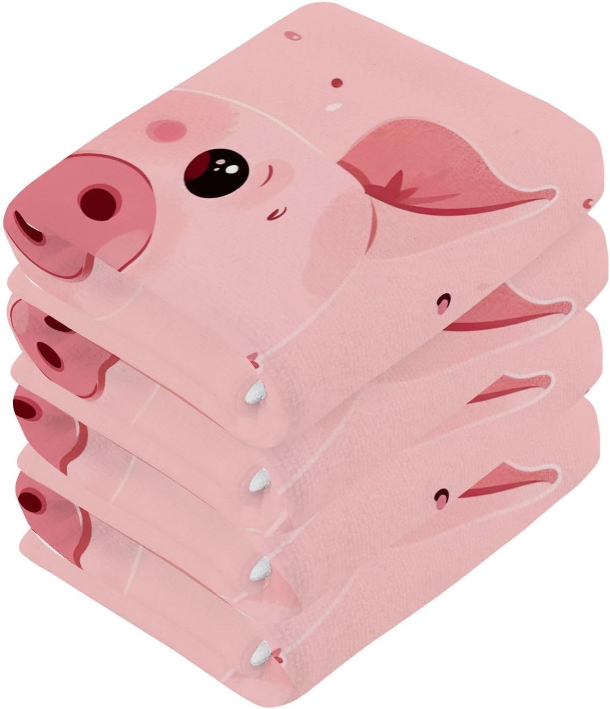 YettasBin Pink Pig Washcloth Set - Soft Absorbent Reusable for Home Travel